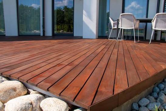 Natural timber decking installation by Ayrshire Decking Solutions
